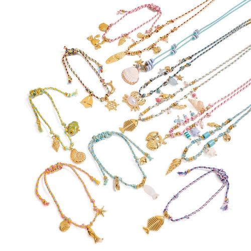 Fashion Stainless Steel Jewelry Sets, 304 Stainless Steel, with Cotton Thread, plated, fashion jewelry & different styles for choice & for woman, Sold By PC