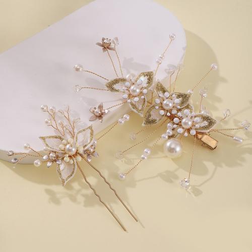 Mixed Hair Accessories, Tibetan Style, with brass wire & Crystal & Plastic Pearl, plated, fashion jewelry & handmade & for woman, Sold By PC