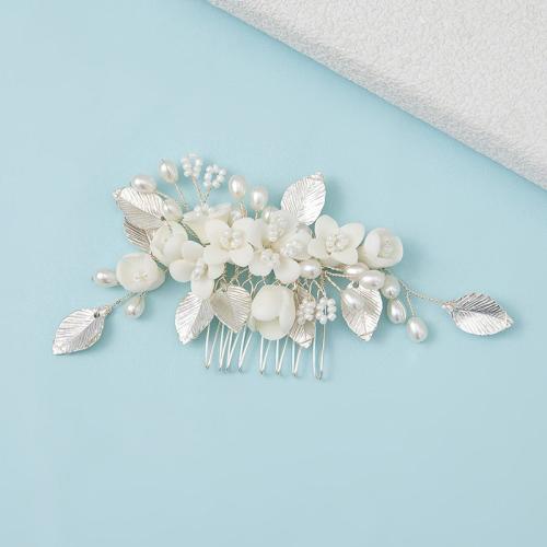 Bridal Decorative Hair Comb, Tibetan Style, with Seedbead & brass wire & Polymer Clay & Plastic Pearl, plated, fashion jewelry & handmade & for woman, more colors for choice, 140x60mm, Sold By PC