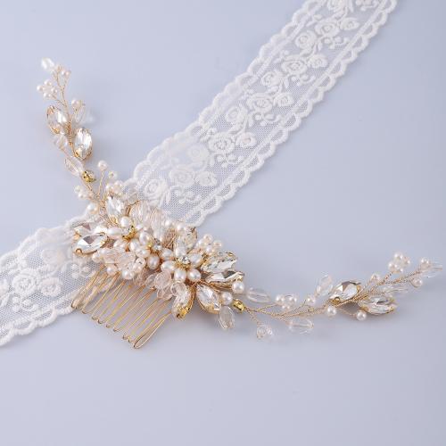 Bridal Decorative Hair Comb, Tibetan Style, with brass wire & Crystal & Plastic Pearl, plated, fashion jewelry & handmade & for woman, Sold By PC