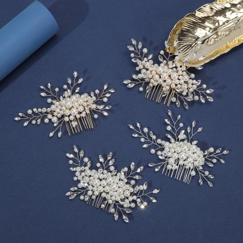 Bridal Decorative Hair Comb, Tibetan Style, with brass wire & Crystal & Plastic Pearl, handmade, fashion jewelry & different size for choice & for woman, more colors for choice, Sold By PC