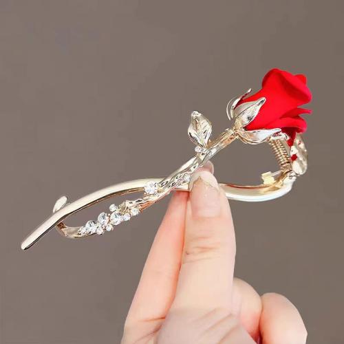 alliage de zinc pince à cheveux, avec perle de plastique, Placage, styles différents pour le choix & pour femme & émail & avec strass, 105mm, Vendu par PC