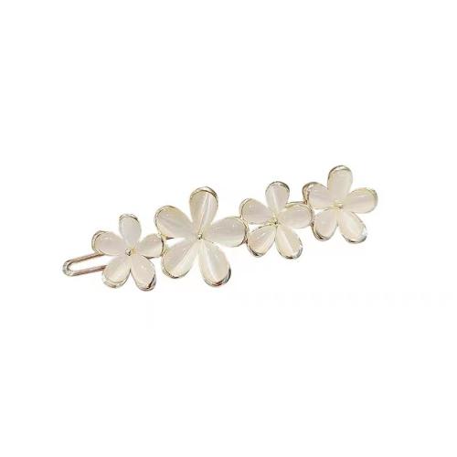 alliage de zinc pince à cheveux, avec Oeil de chat & perle de plastique, Placage, styles différents pour le choix & pour femme & avec strass, 60mm, Vendu par PC