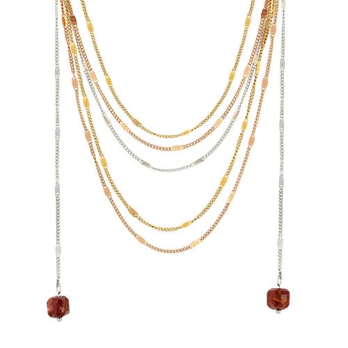 Multi Layer Necklace, 304 Stainless Steel, with Natural Stone, plated, multilayer & different materials for choice & for woman, more colors for choice, Sold By PC