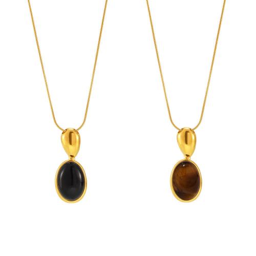 Stainless Steel Sweater Chain Necklace, 304 Stainless Steel, with Agate, plated, fashion jewelry & different materials for choice & for woman, more colors for choice, Sold By PC