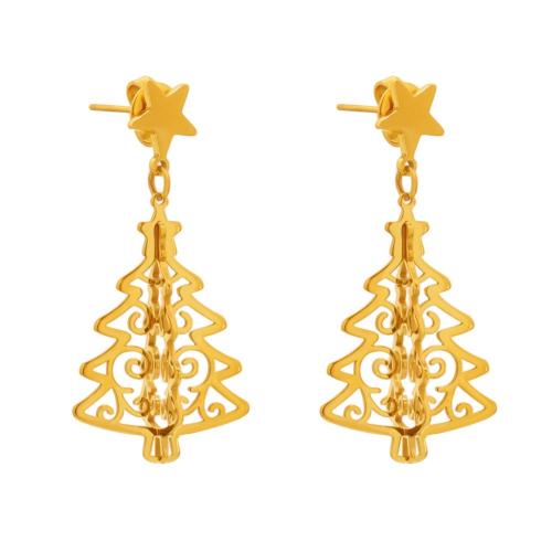 Boucle d'oreille goutte inox, Acier inoxydable 304, arbre, Placage, bijoux de mode & pour femme & creux, plus de couleurs à choisir, Vendu par paire