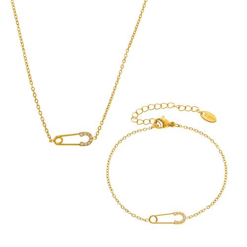 Cubic Zirconia Stainless Steel Jewelry Sets, 304 Stainless Steel, with Cubic Zirconia, plated, different styles for choice & for woman & hollow, more colors for choice, Sold By PC