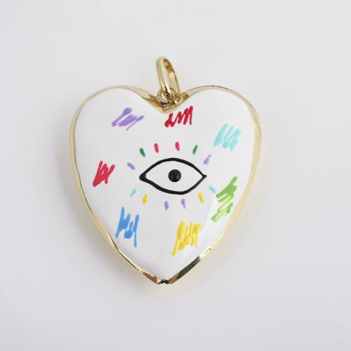 Brass Heart Pendants, gold color plated, DIY & different designs for choice & enamel, more colors for choice, 49.50x44.50x9mm, Sold By PC