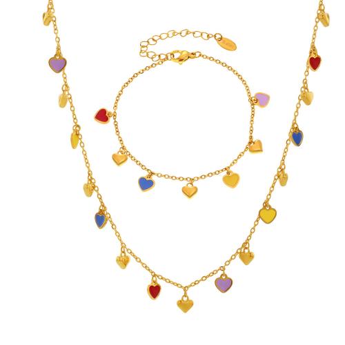 Enamel Stainless Steel Jewelry Set, 304 Stainless Steel, plated, different styles for choice & for woman, more colors for choice, Sold By PC