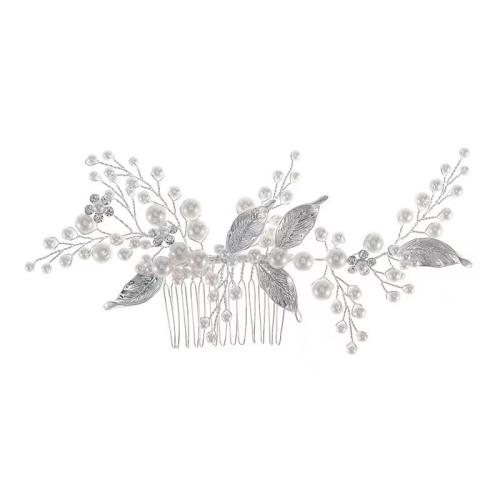 Bridal Decorative Hair Comb, Tibetan Style, with brass wire & Crystal & Plastic Pearl, handmade, fashion jewelry & for woman, more colors for choice, Sold By PC