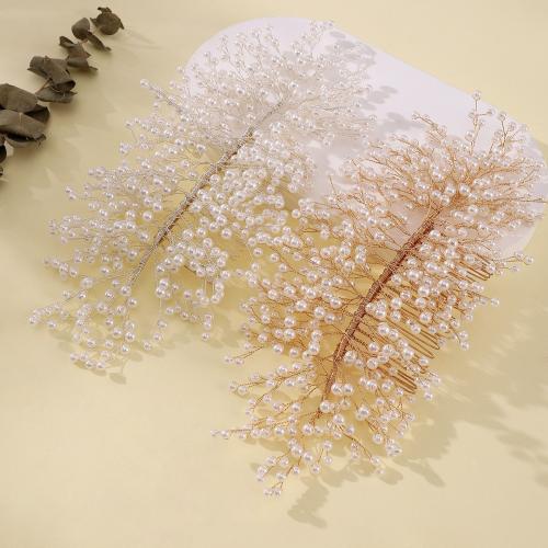 Bridal Decorative Hair Comb, Tibetan Style, with brass wire & Plastic Pearl, handmade, fashion jewelry & for woman, more colors for choice, Sold By PC