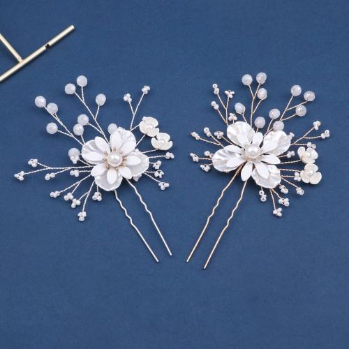Bridal Hair Pins, Tibetan Style, with Seedbead & brass wire & Polymer Clay & Plastic Pearl, handmade, fashion jewelry & for woman, more colors for choice, Sold By Pair