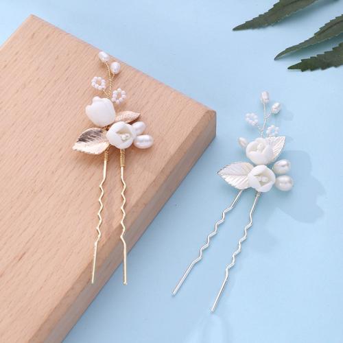 Épingles à cheveux de mariée, alliage de zinc, avec Seedbead & fil en laiton & argile de polymère & perle de plastique, fait à la main, bijoux de mode & pour femme, plus de couleurs à choisir, Vendu par PC