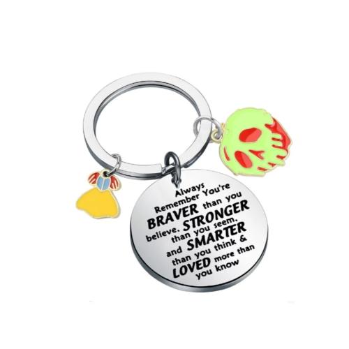 Bag Purse Charms Keyrings Keychains, 304 Stainless Steel, with letter pattern, 30mm, Sold By PC