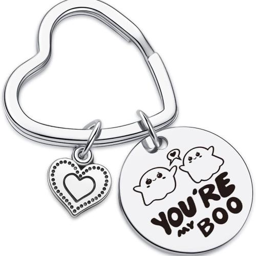 Bag Purse Charms Keyrings Keychains, 304 Stainless Steel, Halloween Design & Unisex & with letter pattern, original color, 30mm, Sold By PC
