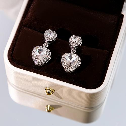 alliage de zinc Boucle d'oreille goutte, Placage, styles différents pour le choix & pour femme & avec strass, earring length 20-40mm, Vendu par paire