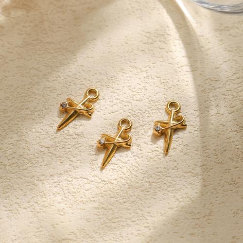 Edelstahl-Kreuz- Anhänger, 304 Edelstahl, goldfarben plattiert, DIY & Micro pave Zirkonia, 10PCs/Tasche, verkauft von Tasche