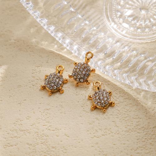 Edelstahl Tieranhänger, 304 Edelstahl, Schildkröter, goldfarben plattiert, DIY & Micro pave Zirkonia, 10PCs/Tasche, verkauft von Tasche