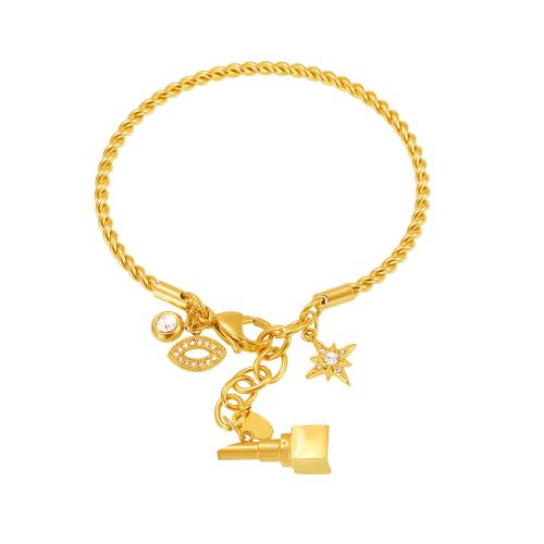 Stainless Steel Jewelry Bracelet, 304 Stainless Steel, with Cubic Zirconia, plated, French Rope Chain & fashion jewelry & for woman, more colors for choice, Sold By PC