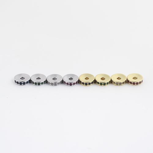 Brass Spacer Beads, random style & DIY & micro pave cubic zirconia, mixed colors, 7.50x7.50x2mm, Sold By PC
