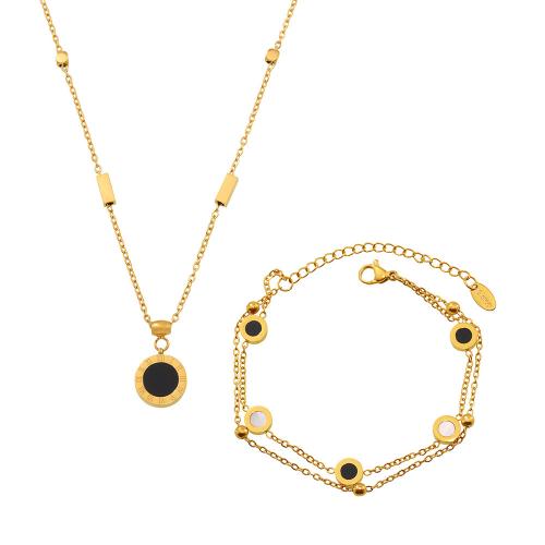 Fashion Stainless Steel Jewelry Sets, 304 Stainless Steel, with White Shell & Acrylic, plated, different styles for choice & different designs for choice & for woman, more colors for choice, Sold By PC