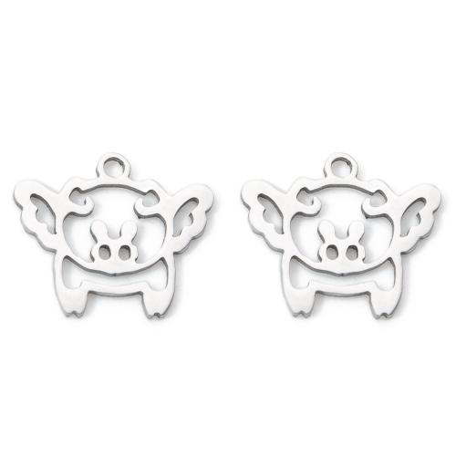 Acier inoxydable animaux Pendentifs, Acier inoxydable 304, cochon, Placage, DIY, plus de couleurs à choisir, 15.30x0.90x12.90mm, Vendu par PC