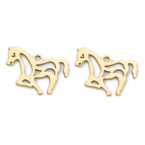 Acier inoxydable animaux Pendentifs, Acier inoxydable 304, cheval, Placage, DIY, plus de couleurs à choisir, 16.15x0.90x13mm, Vendu par PC