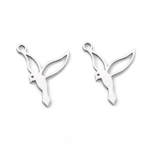 Acier inoxydable animaux Pendentifs, Acier inoxydable 304, oiseau, Placage, DIY, plus de couleurs à choisir, 13.60x0.90x15.50mm, Vendu par PC