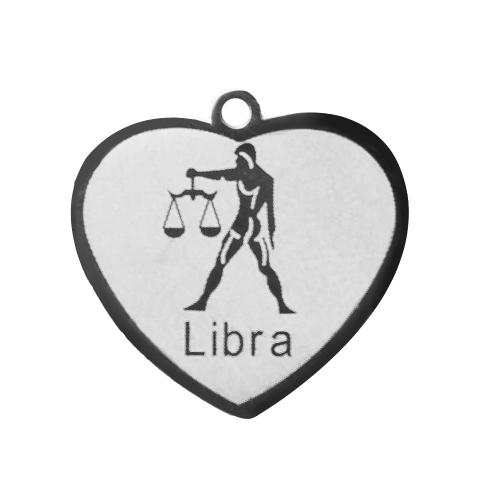 Stainless Steel Constellation Pendant, 304 Stainless Steel, Heart, silver color plated, DIY, silver color, 18.10x0.95x17.50mm, Sold By PC