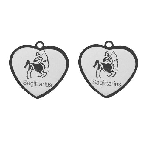 Stainless Steel Constellation Pendant, 304 Stainless Steel, Heart, silver color plated, DIY, silver color, 18.10x0.95x17.50mm, Sold By PC