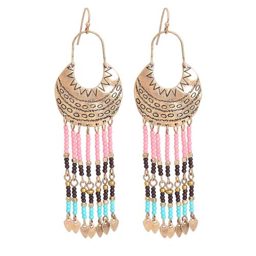 aleación de zinc Pendiente de Borla, con Seedbead, chapado, estilo popular & diferentes estilos para la opción & para mujer, earring length 120-150mm, Vendido por Par