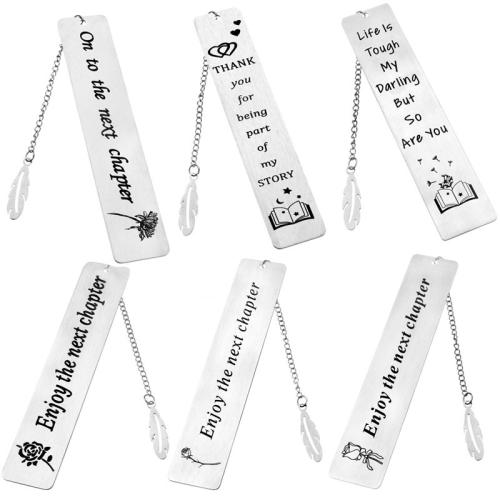 Stainless Steel Bookmark, 304 Stainless Steel, Rectangle, Unisex & different designs for choice & with letter pattern & brushed, 26x13mm, Sold By PC