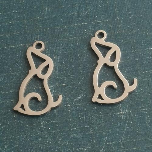 Stainless Steel Animal Pendants, Titanium Steel, Dog, plated, DIY, more colors for choice, 12x18mm, 10PCs/Bag, Sold By Bag