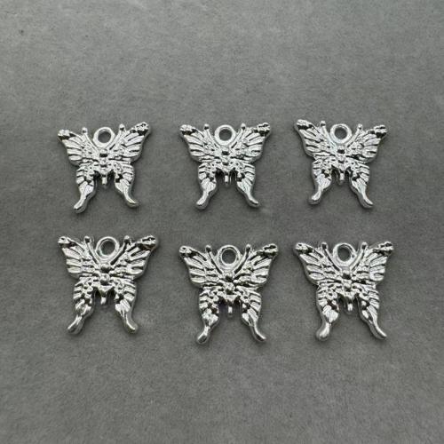 Pendentifs en alliage de zinc, papillon, Placage de couleur argentée, DIY, 100PC/sac, Vendu par sac