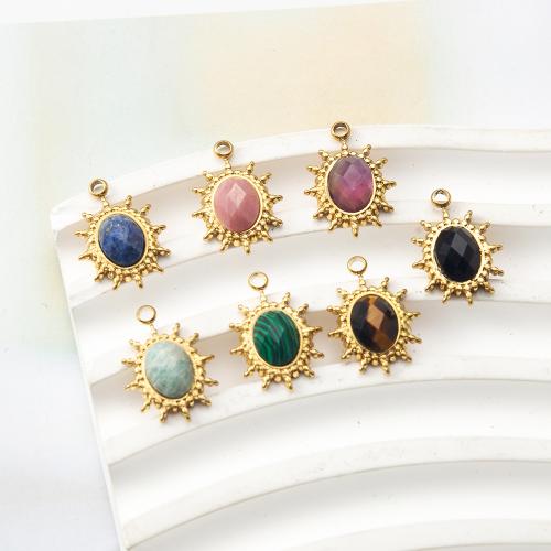 Gemstone Pendants Jewelry, with 304 Stainless Steel, DIY, more colors for choice, 13.30x4.90x18.30mm, Sold By PC