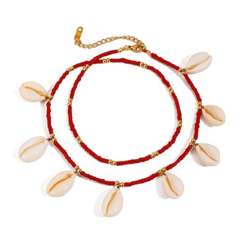 Braguette en acier inoxydable, Acier inoxydable 304, avec Seedbead & coquille, bijoux de mode & styles différents pour le choix & pour femme, Vendu par PC