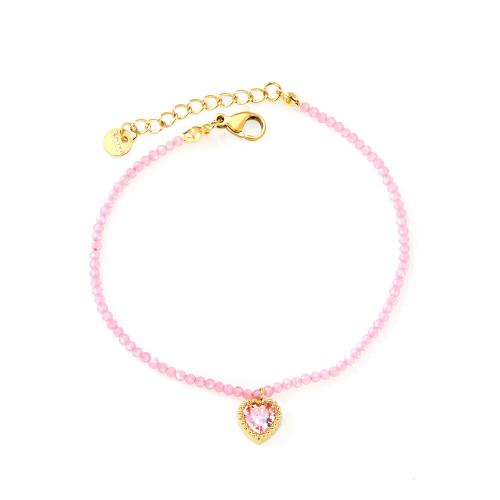 Stainless Steel Jewelry Bracelet, 304 Stainless Steel, with Cubic Zirconia & Crystal, gold color plated, fashion jewelry & for woman, more colors for choice, Sold By PC