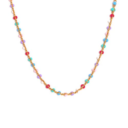 Collier de bijoux en acier inoxydable, Acier inoxydable 304, Plaqué or 18K, bijoux de mode & pour femme & émail, plus de couleurs à choisir, Vendu par PC