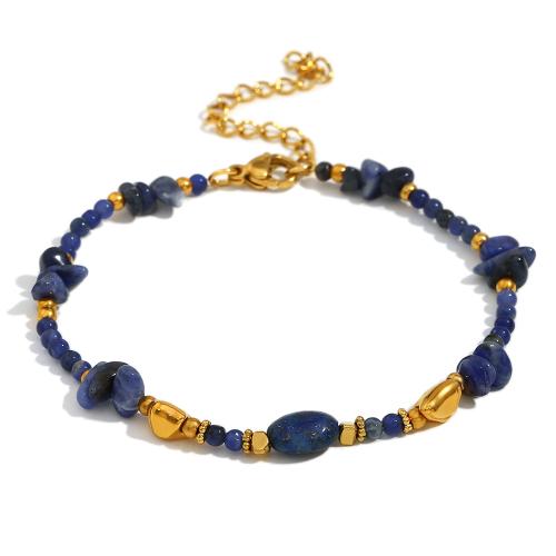 Bijoux bracelet en acier inoxydable, acier inoxydable 316L, avec Pierre naturelle, Plaqué or 18K, bijoux de mode & pour femme, Vendu par PC