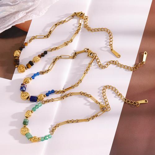 Bijoux bracelet en acier inoxydable, acier inoxydable 316L, avec Pierre naturelle, Plaqué or 18K, bijoux de mode & différents matériaux pour le choix & pour femme, Vendu par PC
