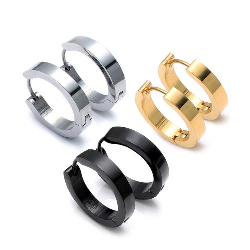 Titanium Steel Huggie Hoop Earring, plated, fashion jewelry & for woman, more colors for choice, 4x12mm, Sold By Pair