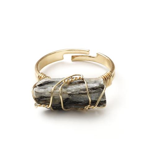 pierre gemme Cuff Bague, avec laiton, Irrégulière, différents matériaux pour le choix & unisexe, Taille:6-9, Vendu par PC