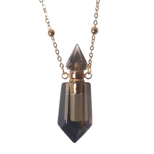 Smoky Quartz Perfume Bottle Necklace, with Brass, different styles for choice & for woman, Length:Approx 25.6 Inch, Sold By PC