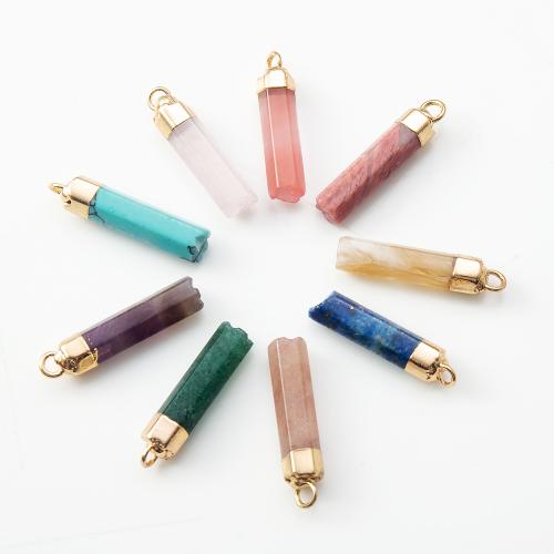 Gemstone Pendants Jewelry, with Brass, DIY, more colors for choice, 5.70x5.70x26.40mm, Sold By PC