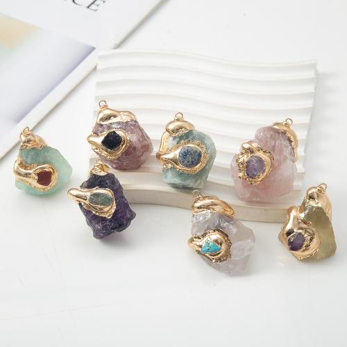 Bijoux Pendentifs en pierres gemmes, pierre gemme, avec alliage de zinc, DIY, plus de couleurs à choisir, 29.60x29x36mm, Vendu par PC