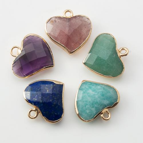 Bijoux Pendentifs en pierres gemmes, pierre gemme, avec laiton, coeur, DIY, plus de couleurs à choisir, 17x6.20x17.50mm, Vendu par PC