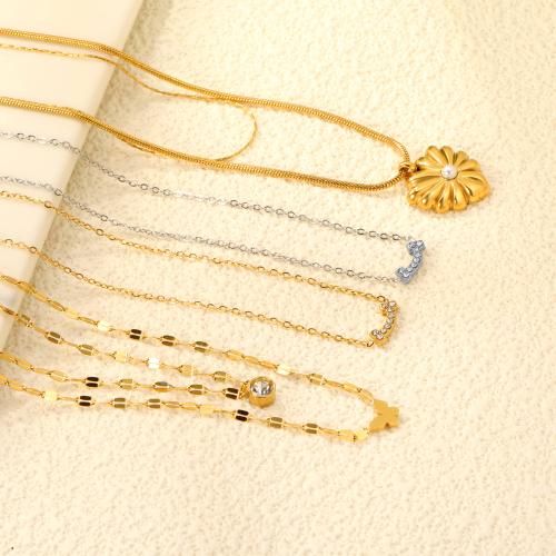 Stainless Steel Jewelry Necklace, 304 Stainless Steel, plated, different styles for choice & for woman & with rhinestone, more colors for choice, Sold By PC