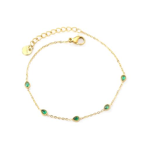 Stainless Steel Jewelry Bracelet, 304 Stainless Steel, with Cubic Zirconia, gold color plated, fashion jewelry & different styles for choice & for woman, Sold By PC