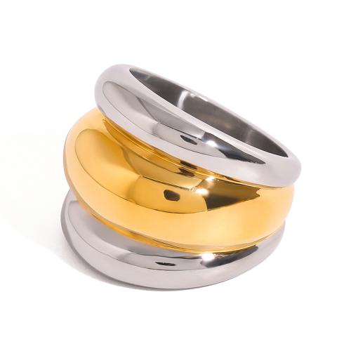 Stainless Steel Finger Ring, 304 Stainless Steel, plated, fashion jewelry & for woman & two tone, Sold By PC