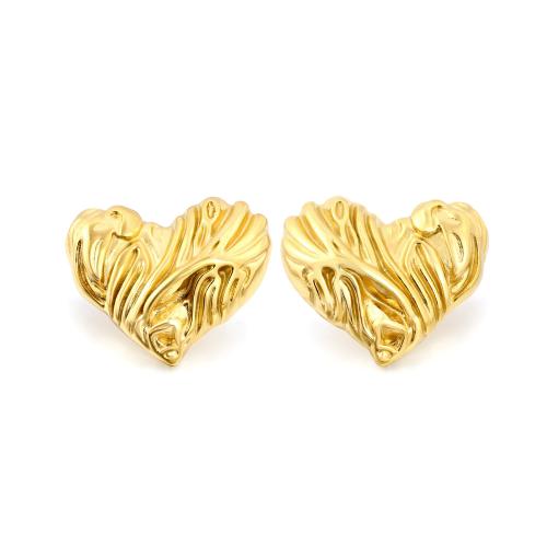 Stainless Steel Stud Earrings, 304 Stainless Steel, Heart, plated, fashion jewelry & different size for choice & for woman, more colors for choice, Sold By Pair